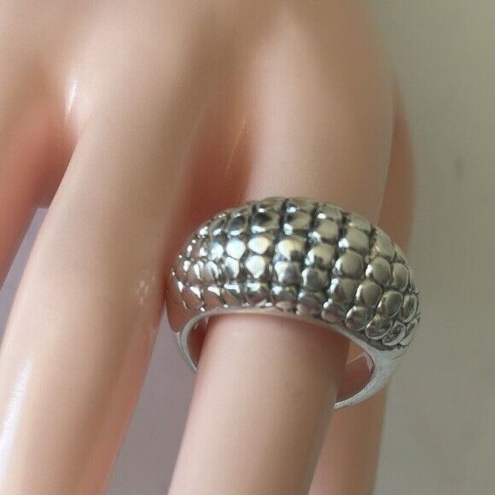 Indigo Falls 925 Sterling Silver Quilt Dome Chunky Band Electroform Ring Sz. 7